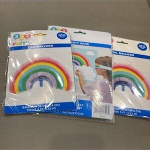 Rainbow 3-Piece Party pack 2 Foil 36in Balloons & Pin the cloud rainbow game NEW